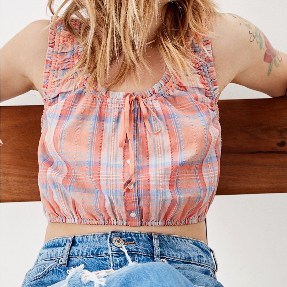 American Eagle plaid bubble tank